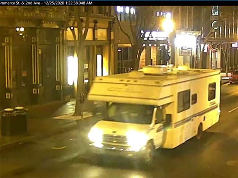A screengrab of surveillance footage shows the recreational vehicle used in the Christmas day bombing in Nashville, Tennessee. The girlfriend of the man who carried out the attack says she warned police in August of last year that he was making bombs in his RV. A screengrab of surveillance footage shows the recreational vehicle suspected of being used in the Christmas day bombing