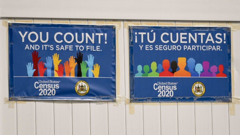 Signs promoting the 2020 census hang on a fence in Reading, Pa., in September. The Census Bureau has found irregularities in this year’s census responses that could affect the counting of millions of people. Signs promoting the 2020 census hang on a fence in Reading, Pa., in September. The Census Bureau has found irregularities in this year's census responses that could affect the counting of millions of people. (Ben Hasty/MediaNews Group/Reading Eagle via Getty Images)