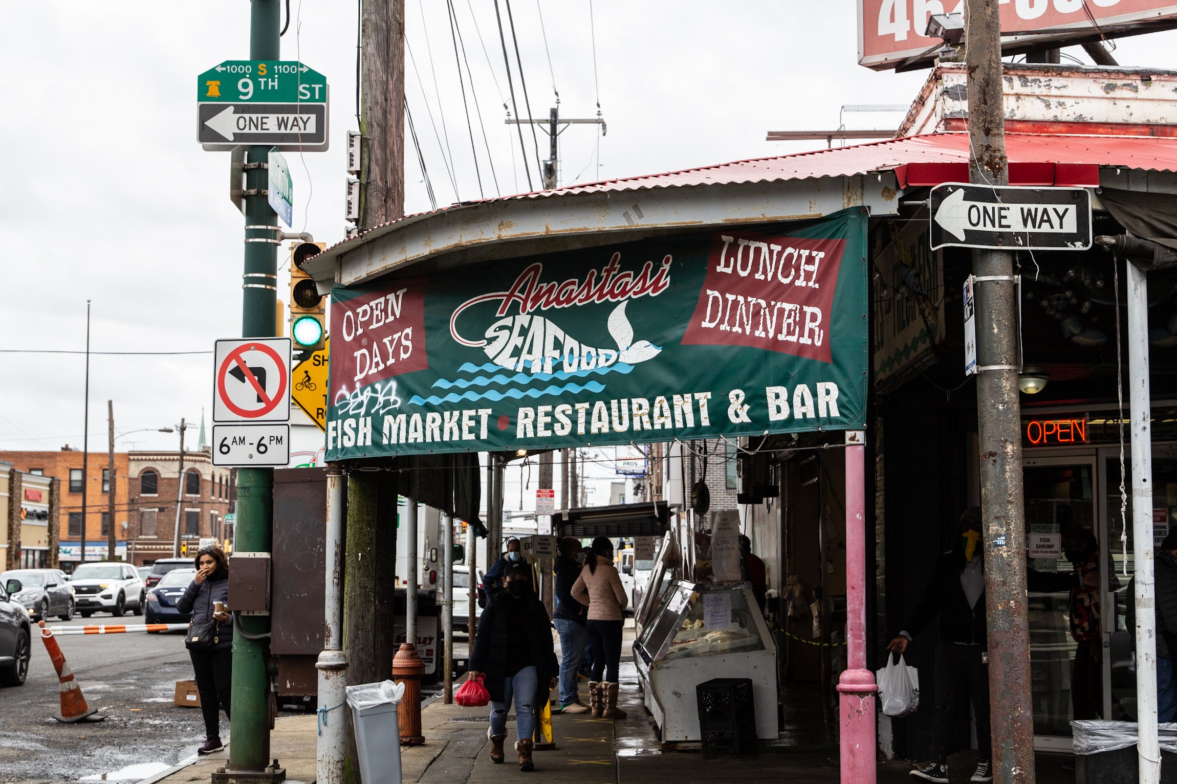 Customers line up outside Anastasi’s Seafood in South Philadelphia on Christmas Eve