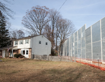 A home is seen outside of a construction area for the Mariner East Pipeline