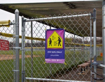 Locked gates at FDR Park’s ballfields. (Kimberly Paynter/WHYY)