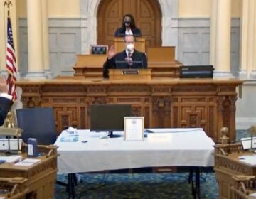 Stuart Jeff Rabner, Chief Justice of the New Jersey Supreme Court, swears in electors of state Electoral College.