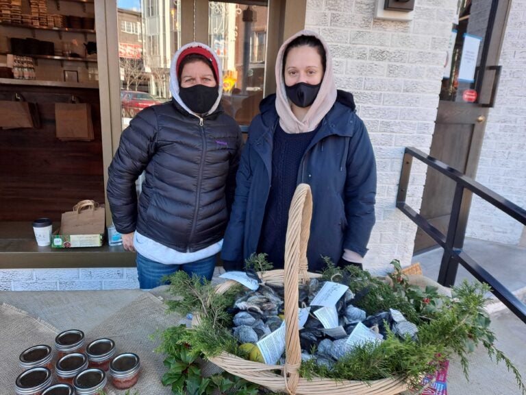 Lisa Calvo (left), owner of Sweet Amalia's Oyster Farm, and Melissa McGrath at the pop-up