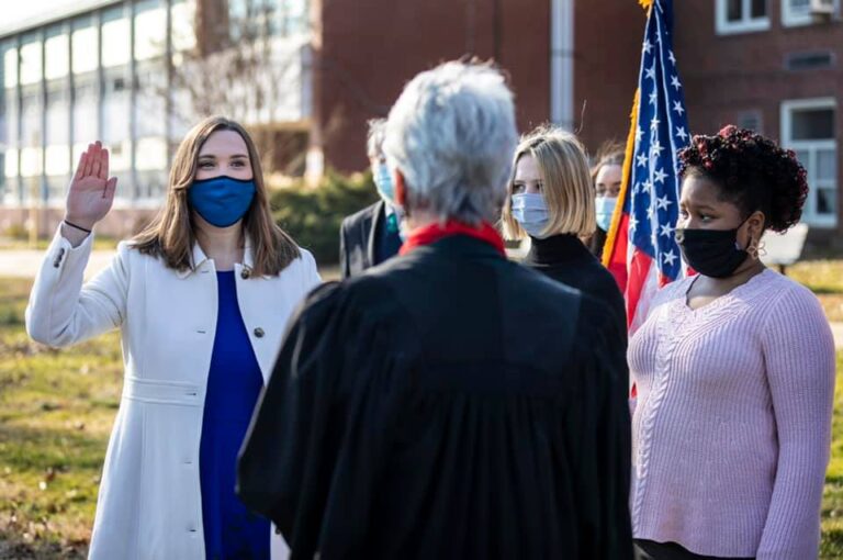 Sarah McBride was sworn into office as a Delaware state Senator on Jan. 12, 2021, becoming the state's first openly transgender lawmaker. (Photo by Kyle Grantham)