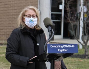 New Jersey Health Commissioner Judith Persichilli speaks at the opening of a mass vaccination site at Rowan College