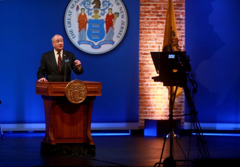 New Jersey Gov. Phil Murphy presents his state of the state address, for later broadcast, at the Trenton War Memorial in Trenton, N.J. January, 10, 2021 (Ed Murray/Gov. Phil Murphy Flickr) 