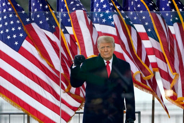 President Donald Trump arrives to speak at a rally