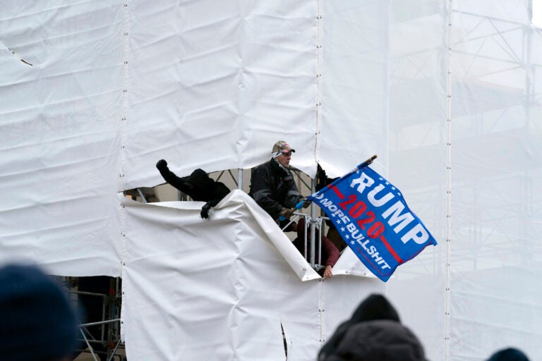 Pro-Trump insurrectionists gather outside the Capitol, Wednesday, Jan. 6, 2021, in Washington.  (AP Photo/Jose Luis Magana)