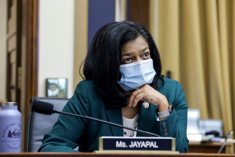In this July 29, 2020 file photo, Rep. Pramila Jayapal, D-Wash., speaks during a House Judiciary subcommittee hearing on antitrust on Capitol Hill in Washington. (Graeme Jennings/Pool via AP)
