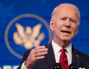 President-elect Joe Biden speaks during an event at The Queen theater