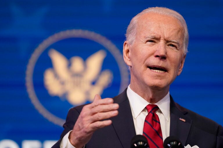 President-elect Joe Biden speaks during an event at The Queen theater