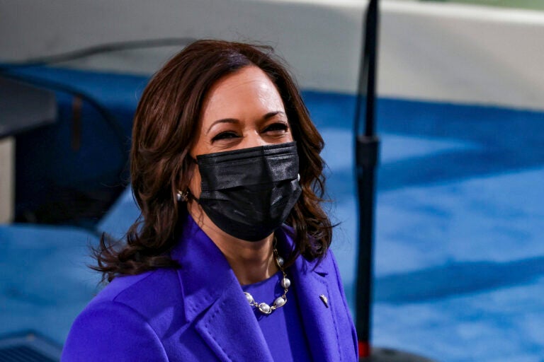 Vice President Kamala Harris looks on during the inauguration of President Joe Biden on the West Front of the U.S. Capitol on Wednesday, Jan.  20, 2021 in Washington. (Tasos Katopodis/Pool Photo via AP)