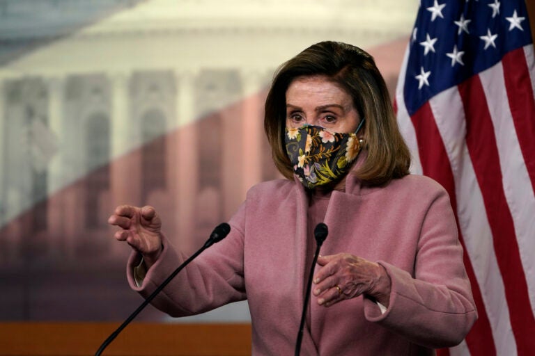 House Speaker Nancy Pelosi of Calif., speaks during a news conference on Capitol Hill in Washington, Thursday, Jan. 21, 2021. (AP Photo/Susan Walsh)