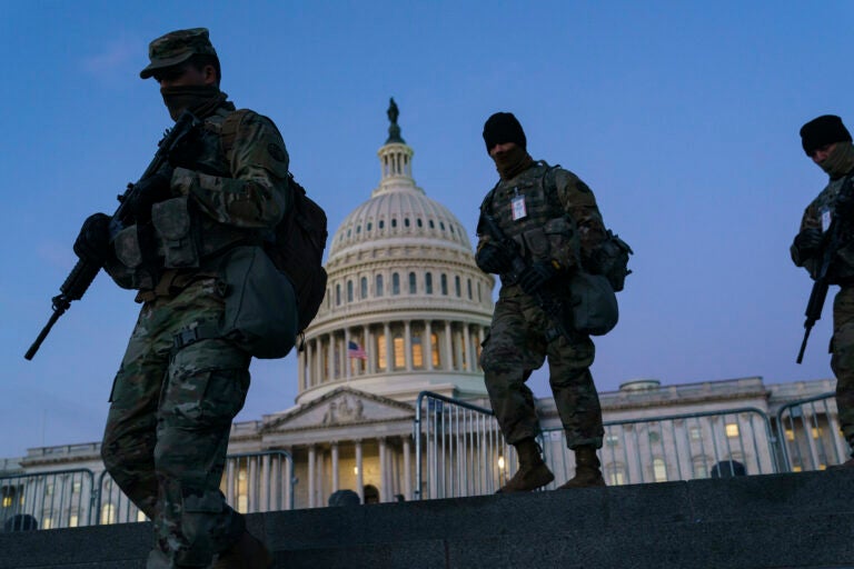 National Guard troops reinforce the security zone on Capitol Hill