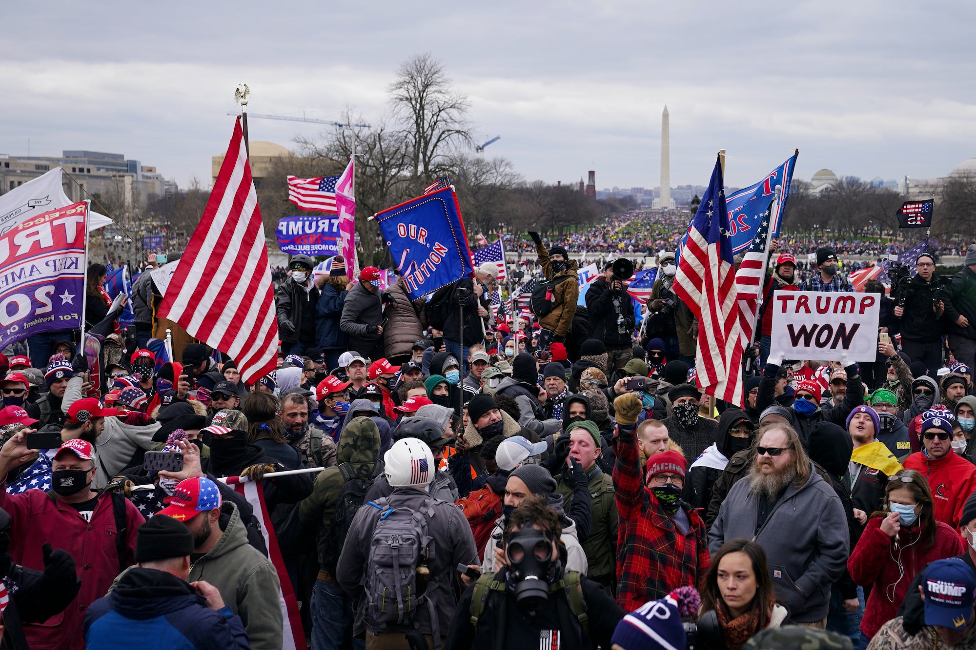 Pro-Trump insurrectionists gather outside the Capitol