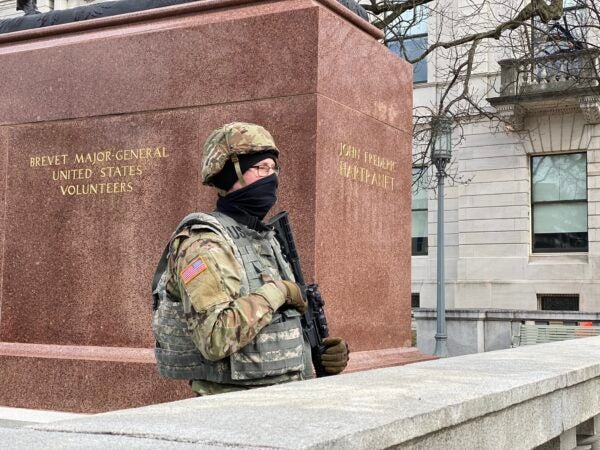 A member of the Pa. National Guard is pictured at the state's Capitol