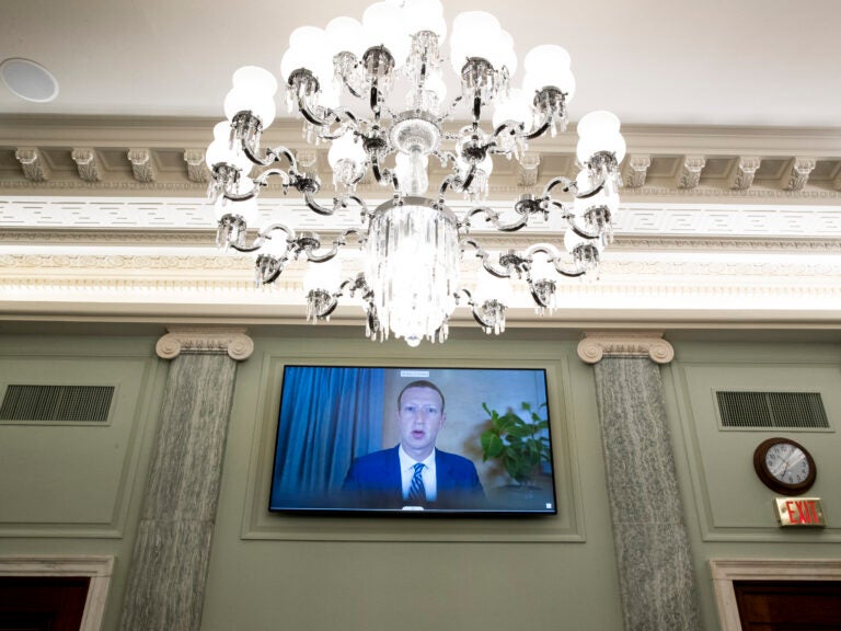 Facebook CEO Mark Zuckerberg is shown testifying at a Senate hearing on Capitol Hill last October. Facebook and Twitter announced new actions to curb the spread of misinformation.
Michael Reynolds/AP