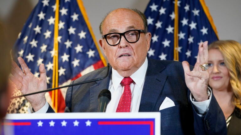 Rudy Giuliani speaks at a press conference