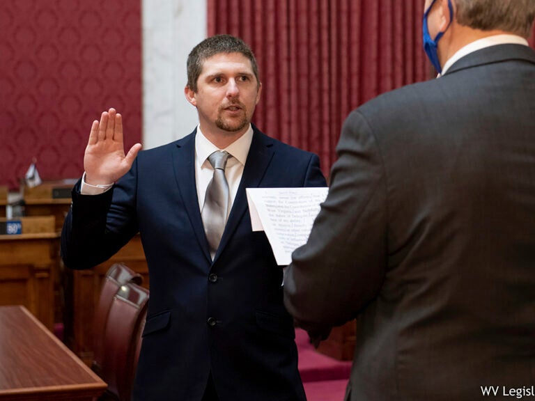 W. Va. Del. Derrick Evans, shown taking the oath of office