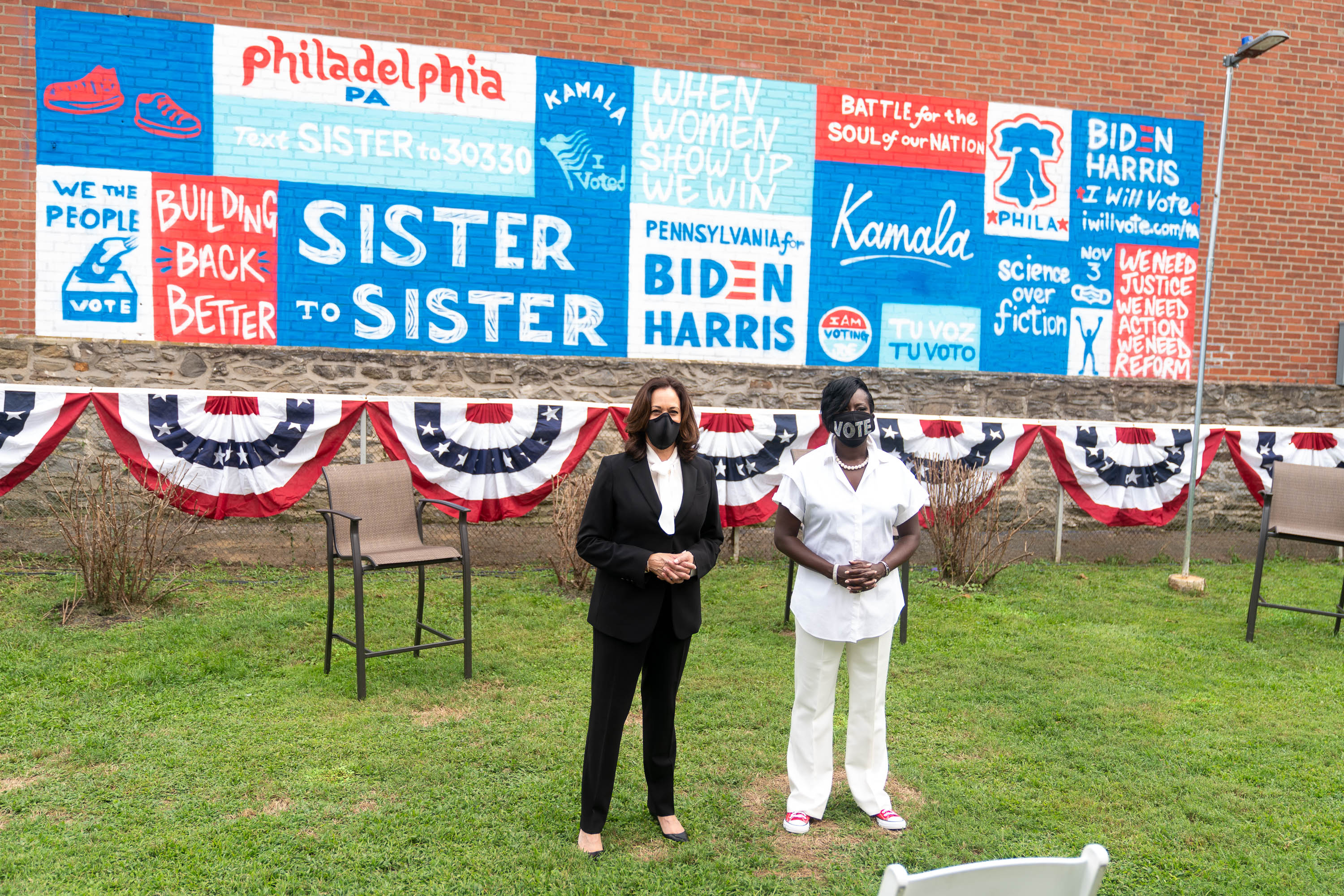 Then Sen. Kamala Harris stands with 9th District Councilmember Cherelle Parker at September’s Sister Sister event in Northwest Philadelphia.