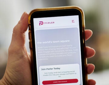 The Parler website home screen on a smartphone