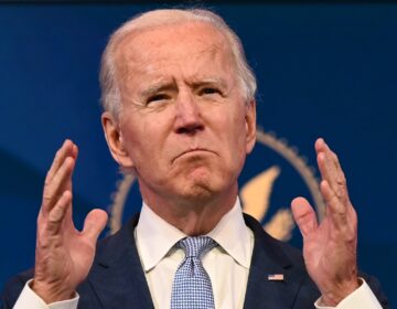 US President-elect Joe Biden speaks at the Queen Theater on January 6, 2021, in Wilmington, Delaware.