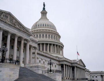 An American Flag flies at half staff at the U.S. Capitol