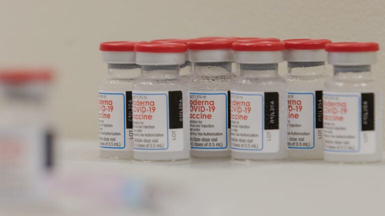 Vials of the Moderna Covid-19 vaccine