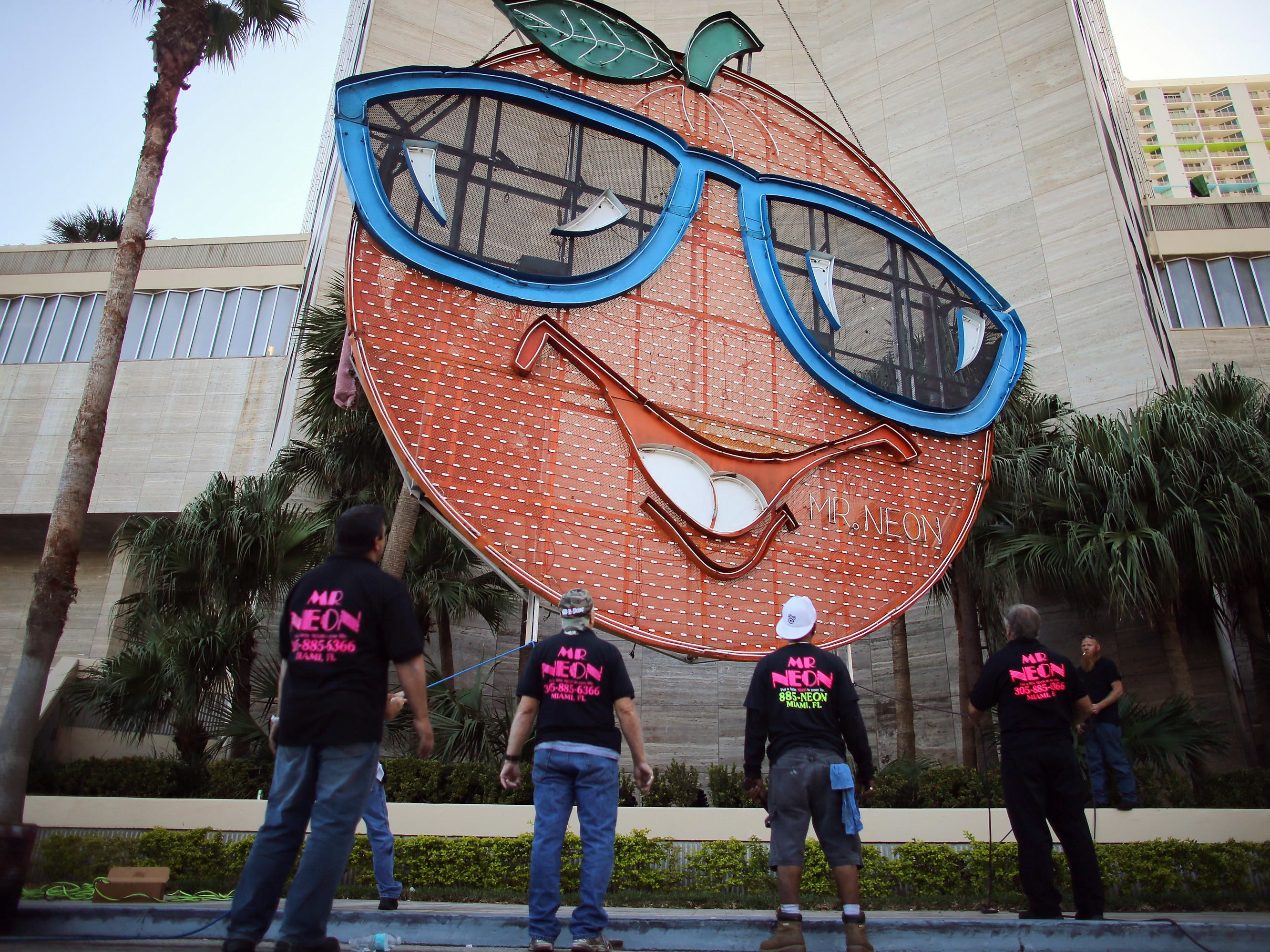 Miami's beloved tradition of lowering The Big Orange above the InterContinental Miami