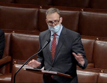 Rep. Scott Perry, R-Pa., speaks as the House debates the objection to confirm the Electoral College vote from Pennsylvania