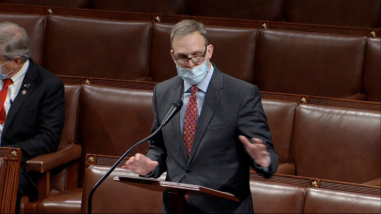 Rep. Scott Perry, R-Pa., speaks as the House debates the objection to confirm the Electoral College vote from Pennsylvania