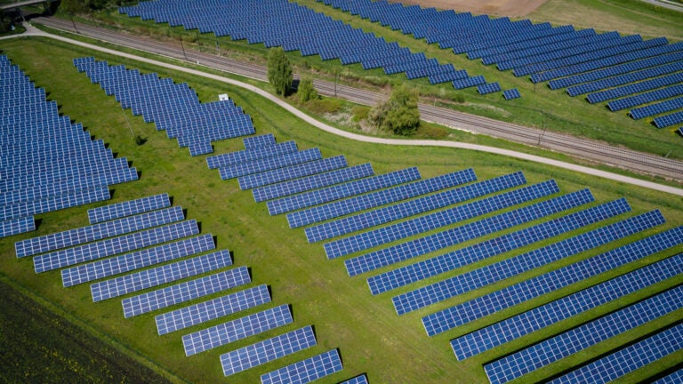 Solar panels on farmland