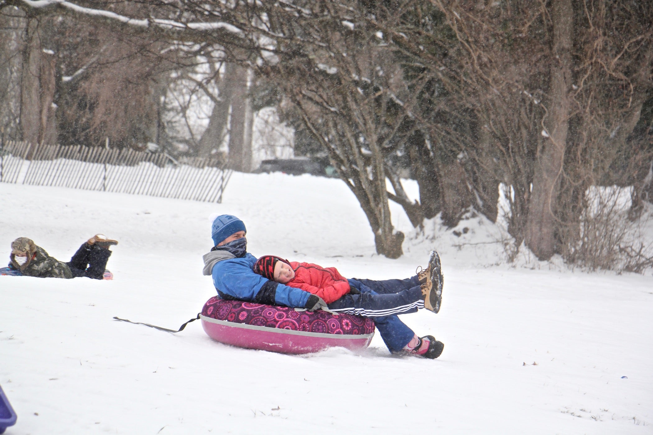 Sledders flock to Stokes Hill in Moorestown, N.J.