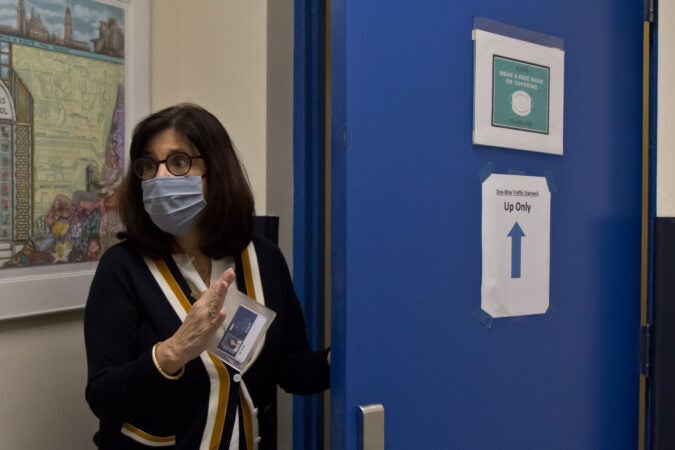 Russell Byers Charter school CEO Carol Domb wearing a face mask