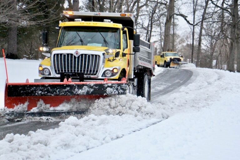 Plows clear the roads in Moorestown, N.J.