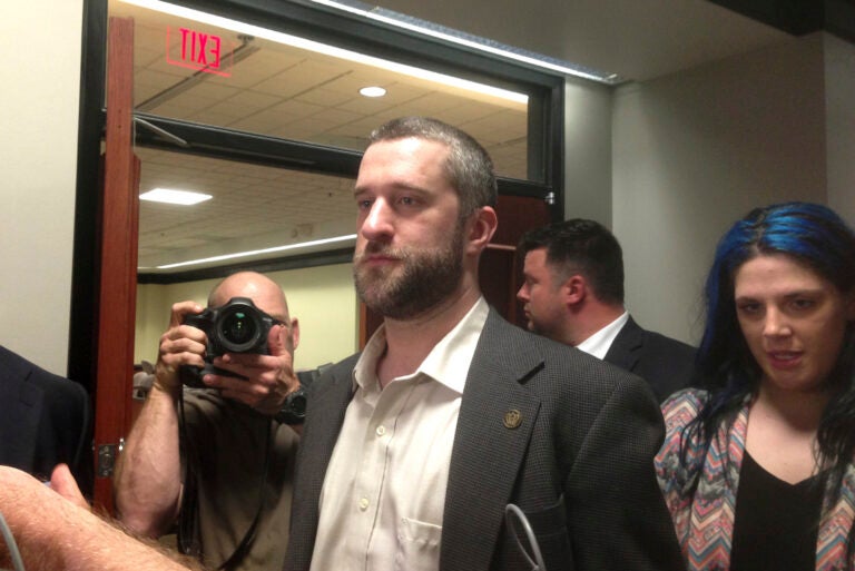 FILE - In this May 29, 2015, file photo, television actor Dustin Diamond, center, leaves court in Port Washington, Wis. (AP Photo/Dana Ferguson, File)