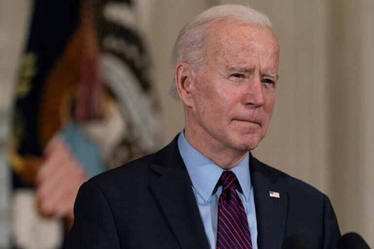 President Joe Biden speaks about the economy in the State Dinning Room of the White House, Friday, Feb. 5, 2021, in Washington. (AP Photo/Alex Brandon)