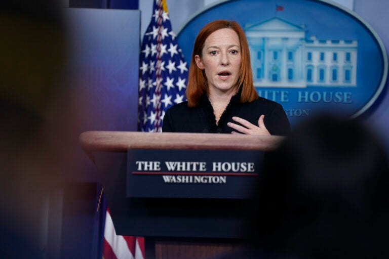 White House press secretary Jen Psaki speaks during a press briefing at the White House, Thursday, Feb. 11, 2021, in Washington. (AP Photo/Evan Vucci)