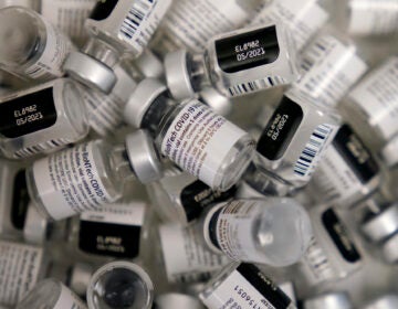 Empty vials of the Pfizer-BioNTech COVID-19 vaccine