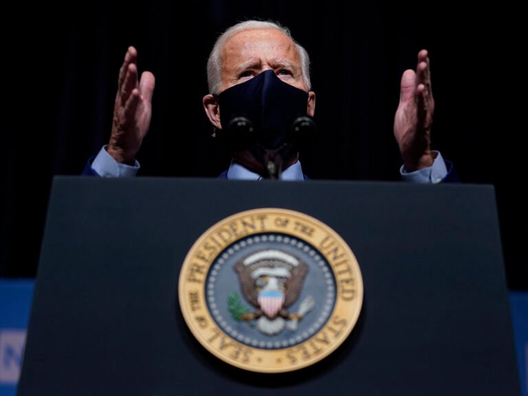 President Joe Biden speaks during a visit to the Viral Pathogenesis Laboratory at the National Institutes of Health