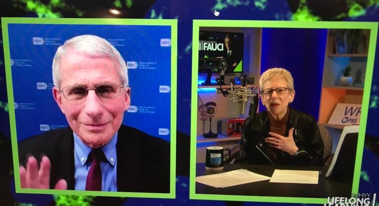Dr. Athony Fauci spoke with Fresh Air's Terry Gross as a recipient of WHYY's Lifelong Learning Award. (Jennifer Lynn/WHYY)