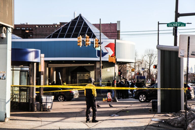 Police tape blocks off the scene of a mass shooting in Philly