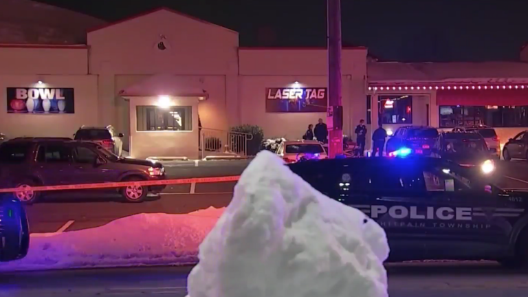 A crime scene outside Our Town Bowling Alley