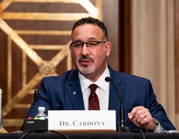 President Biden's education secretary nominee, Miguel Cardona, appeared before the Senate Health, Education, Labor and Pensions Committee on Wednesday. (Anna Moneymaker/The New York Times via AP)