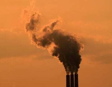 Smokestacks at the Jeffrey Energy Center coal-fired power plant are silhouetted against the sky at sunset in September near Emmet, Kan. (Charlie Riedel/AP)