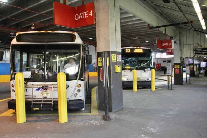 NJ Transit buses dock at Walter Rand Transportation Center in Camden