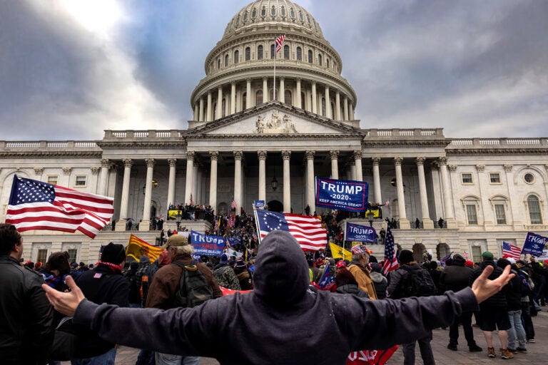 Pro-Trump protesters gather in front of the U.S. Capitol Building