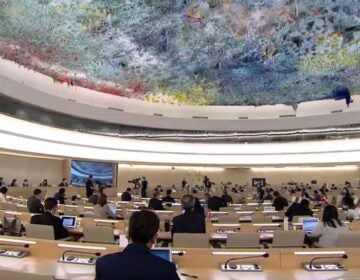 Video image taken on June 19, 2020 shows a session of the UN Human Rights Council held in Geneva