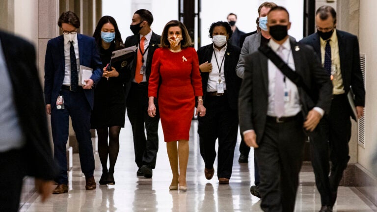 House Speaker Nancy Pelosi, seen at the Capitol on Feb. 11, has called for an independent commission to investigate the Jan. 6 Capitol insurrection. (Samuel Corum/Getty Images)
