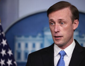 White House national security adviser Jake Sullivan, seen here during a press briefing on Feb. 4, told CBS the World Health Organization has more work to do to get to the bottom of where the coronavirus emerged. (Chip Somodevilla/Getty Images)
